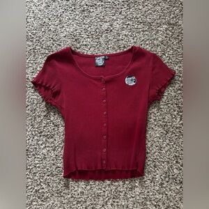 Santa Cruz Skateboards Burgundy Button-Up Top